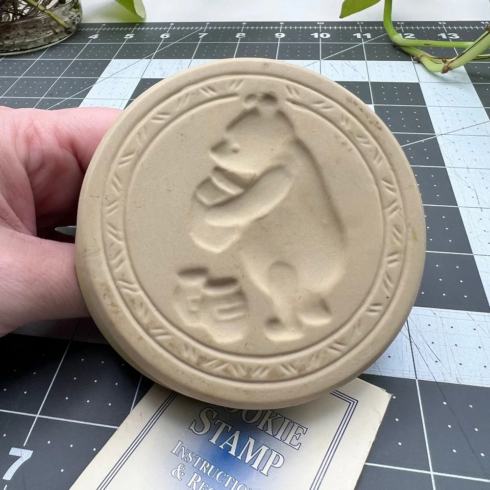 Vintage NewMarket Design Ceramic Cookie Stamp Set Bear Rabbit 1998 2pc Set
